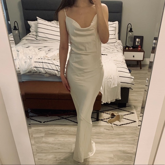 White Satin Maxi Dress - Wedding Bride Bridal - Picture 3 of 4